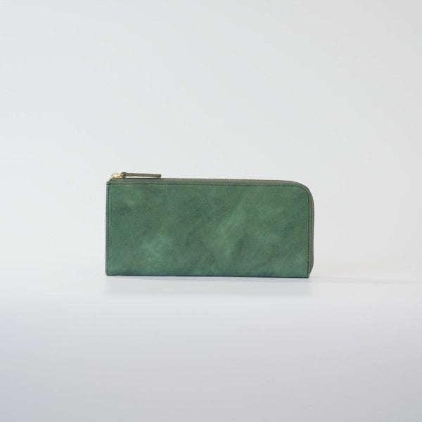 ムラ染めレザーのマチ付きL字束入れ