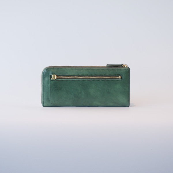 ムラ染めレザーのマチ付きL字束入れ