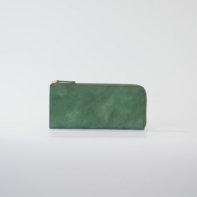 ムラ染めレザーのマチ付きL字束入れ