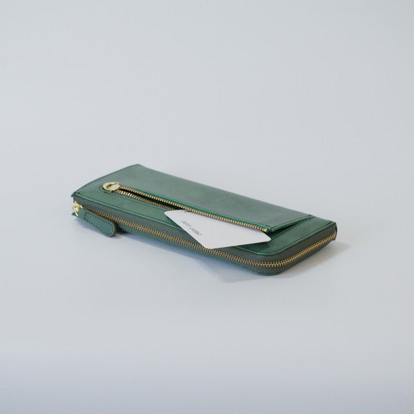 ムラ染めレザーのマチ付きL字束入れ