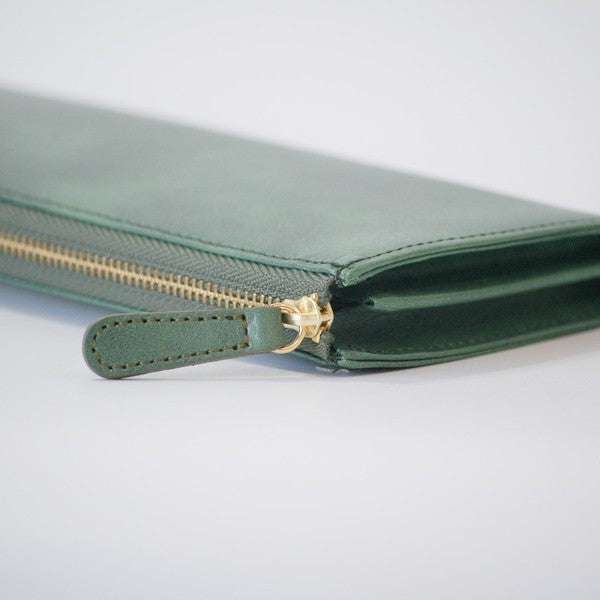 ムラ染めレザーのマチ付きL字束入れ