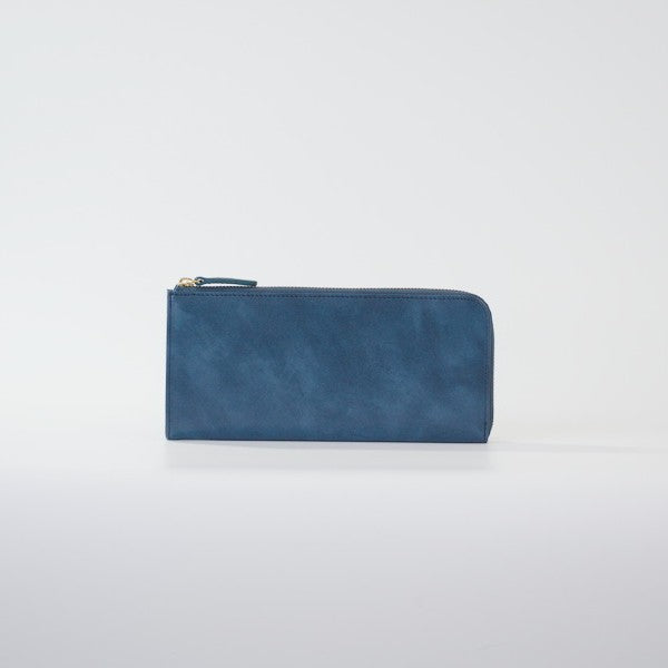 ムラ染めレザーのマチ付きL字束入れ