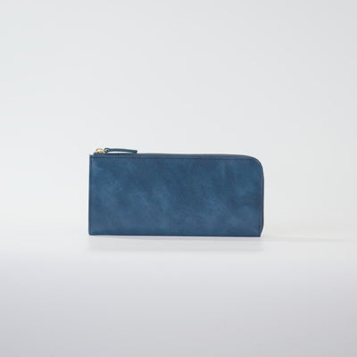 ムラ染めレザーのマチ付きL字束入れ