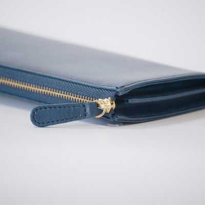 ムラ染めレザーのマチ付きL字束入れ