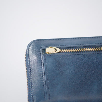 ムラ染めレザーのマチ付きL字束入れ