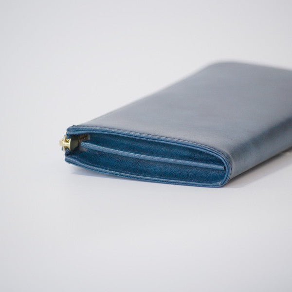 ムラ染めレザーのマチ付きL字束入れ