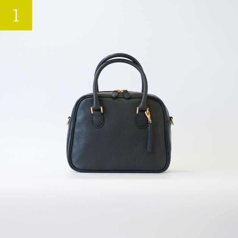 オリーブレザー 2wayミニボストンバッグ<br>color：Black